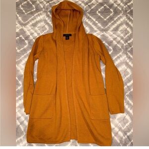 Tahari Women's Cardigan Mustard Hooded Jacket Size XS.